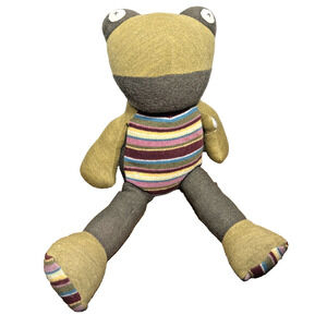 Cate & Levi Frog Reclaimed Wool Stuffed Animal Green Toy 22" Made in Canada